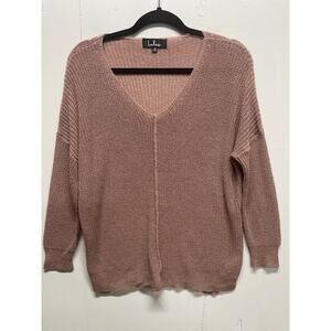 Lulus Women's Sweater Lightweight Size XS Mauve/Brown V Neck Oversized